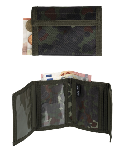 MFH peněženka BW peněženka maskovaná   maskáčová peněženka s německým maskovacím vzorem flecktarn zapínání na suchý zip řada vnitřních kapes na bankovky