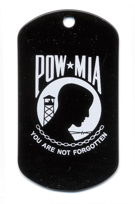 ROTHCO Dog tag POW - MIA Známka identifikační POW / MIA ČERNÁ   psí známky (Dog Tags) s potiskem POW/MIA POZOR: cena za jeden kus