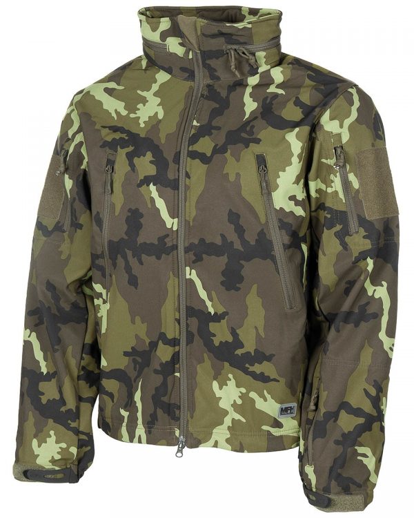 MFH bunda softshell Scorpion vz.95 XL Velmi dobře propracovaná softshelová maskovaná bunda je vyrobena z velmi odolného materiálu SHIELD+ s teflonovou úpravou a je vybavena kvalitními YKK zipy.  Softshell bunda Scorpion v maskovacím vzoru AČR 95. Velmi dobře propracovaná softshellová maskovaná bunda je vyrobená z velmi odolného materiálu SHIELD+ s teflonovou úpravou a je vybavena kvalitními YKK zipy.   nepromokavá