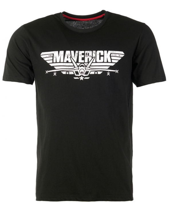 Mil-Tec tričko Maverick M originální tričko Paramount pro filmové vydání 2. dílu 'Top Gun' tisk „Maverick“ kulatý výstřih střih objímající tělo 100% bavlna