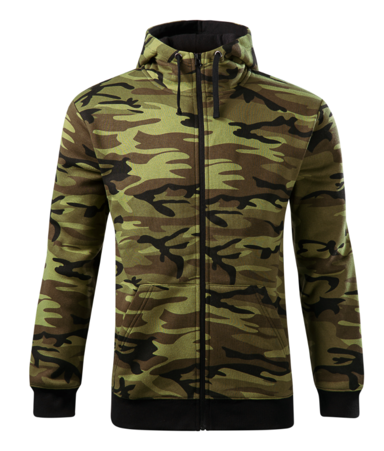 mikina pánská camouflage vz.95 XL Mikina pánská camouflage vz.95 rovný střih s bočními švy celopropínací reverzní spirálový zip kapuce s podšívkou
