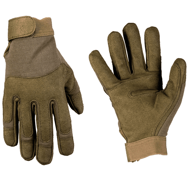 Mil-Tec rukavice Army oliva XL rukavice Army oliva  Rukavice army gloves černé  velcro zapínání kombinace pružného materiálu a syntetické kůže krátký střih rukavic prsty mají po stranách malé otvory jako ventilaci rukavice mají univerzální využití do všech ročních období barva: černé   Materiál:   70% koženka 27% elastan 3% jiné vlákna údržba: ruční čištění výrobce: Mil-Tec   Velikostní tabulka:  rozměry (šířka ruky) S - 8 cm M - 9 cm L - 10 cm XL - 11 cm XXL - 12 cm