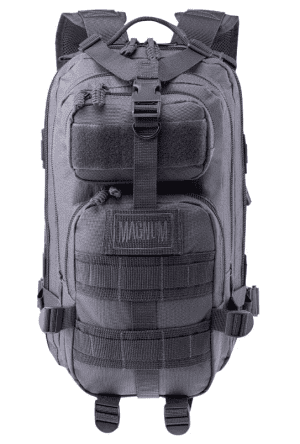Magnum batoh Magnum Fox Forget Iron taktický batoh Magnum v šedé barvě molle systém tři hlavní kapsy 2x malá kapsa s přihrádkami camelbag kapsa + vývody polstrované ramenní popruhy - možnost odejmutí objem: 25 litrů  rozměry: 41 x 24 x 25 cm hmotnost: 1