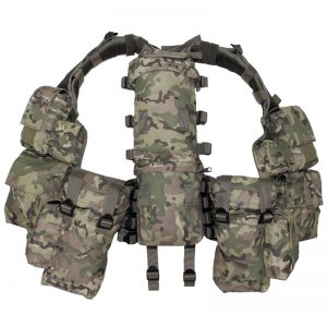 MFH vesta taktická operation camo Taktická vesta od německého výrobce MFH s 12 kapsami na suchý zip či popruh. Propracované polstrování nejen ramenních popruhů