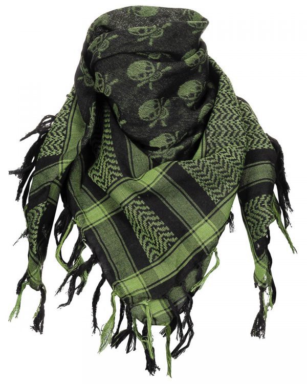 MFH šátek Shemagh s lebkami Klasický šátek s třásněmi (shemag)