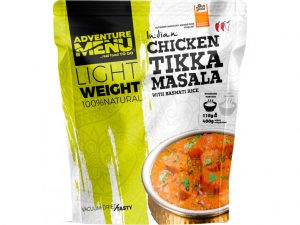 Adventure Menu Kuře Tikka Masala s řýží basmati 115 g (400 g finálního jídla) Užívej si na cestách minimim váhy a maximum chuti ✅  Kuchaři od základu poctivě uvařené jídlo ze 100% přírodních surovin