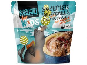 Adventure Menu Švédské masové kuličky se smetanovou omáčkou a bramborou kaší 250 g Aby malým dobrodruhům nekručelo v bříšku  Každý velký dobrodruh začíná malými krůčky. S krátkýma nohama je to ale větší štreka