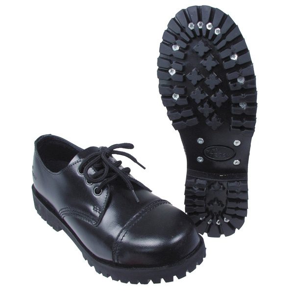 MFH boty PURE TRASH 3-dírkové UK 12 stylové nízké celokožené boty s ocelovou špičkou svršek i podšívka jsou z kvalitní kůže celogumová podrážka je navíc přišroubována ocelovými šrouby šněrování na 3 dírky