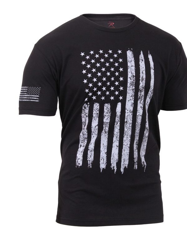 ROTHCO tričko Distressed US vlajka černé XXXL Triko s krátkým rukávem