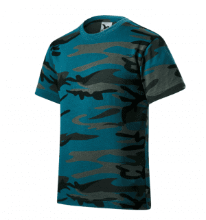 tričko dětské camouflage petrol 158 Tričko dětské   110 cm/4 roky - 158 cm/12 let Single Jersey