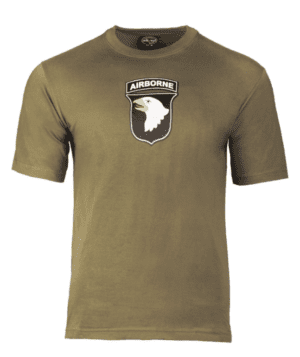 Mil-Tec tričko Airborne oliva XXL pohodlné tričko s krátkým rukávem moderního střihu s potiskem materiál: 100% bavlna JERSEY