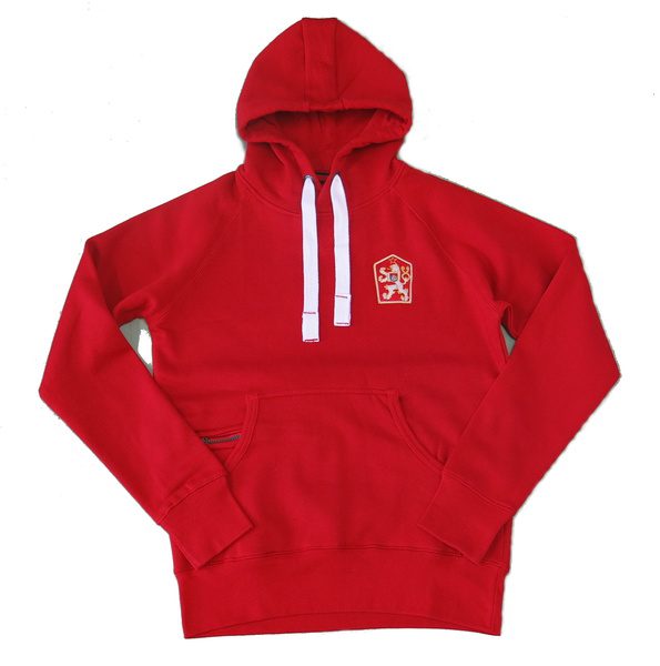 mikina ATLANTA Retro ČSSR červená XXXL mikina Retro s věrnou kopií znaku ČSSR nezbytný doplněk každého fanouška mikina s kapucí s dvojitým prošitím bílá stahovací šňůrka se sladěným prošitím a s kovovými kroužky raglánové rukávy V-prošívání pod krkem klokaní kapsa kapsička na zip manžety a pas s elastickým žebrováním zesílené švy složení: 70% bavlna + 30% polyester