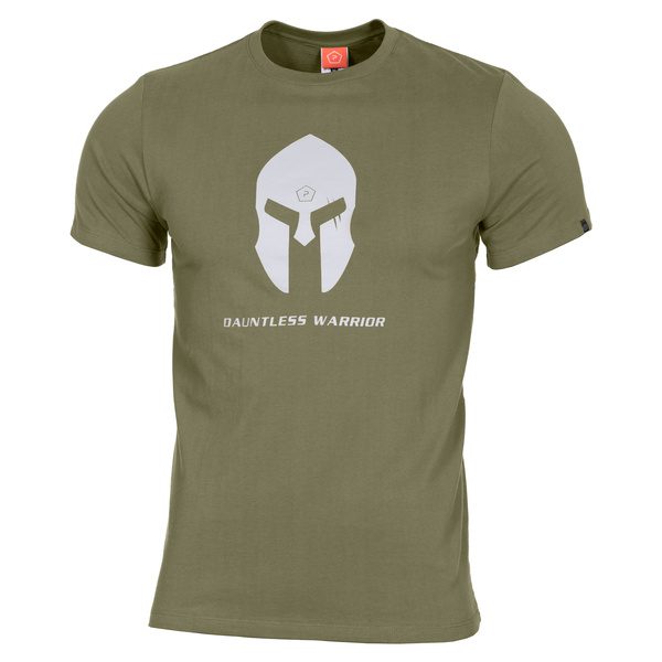 Pentagon tričko pánské Pentagon Spartan Helmet oliva S triko je vyrobeno z vysoce kvalitní bavlny ring spun