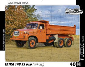 puzzle Truck Tatra 148 S3- 40 dílků PUZZLE TRUCK 01 - TATRA 148 S3 6X6 (1969 - 1982) 40 DÍLKŮ   Rozměry deskového puzzle: 37 cm x 29 cm Materiál: originál puzzle lepenka o síle 2 mm Rozměry balení: 37 cm x 29 cm Rozměry jednotlivých dílků: cca 4 x 5 cm Počet dílků: 40   Nevhodné pro děti do 3 let!!!  Sběratelská série EDICE RETRO-AUTA -TRUCK. Puzzle z této edice jsou nejen ideálním dárkem pro všechny automobilové nadšence