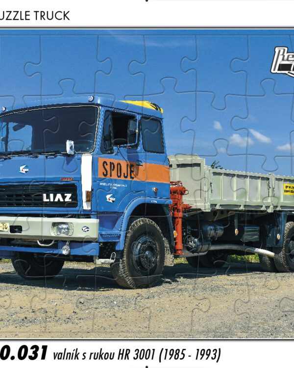 puzzle Truck Liaz 110 valník s rukou HR3001- 40dílků Puzzle TRUCK 02 - Liaz 110.031 valník s rukou HR 3001 (1985 - 1993) 40 dílků   Rozměry deskového puzzle: 37 cm x 29 cm Materiál: originál puzzle lepenka o síle 2 mm Rozměry balení: 37 cm x 29 cm Rozměry jednotlivých dílků: cca 4 x 5 cm Počet dílků: 40   Nevhodné pro děti do 3 let!!!  Sběratelská série EDICE RETRO-AUTA -TRUCK. Puzzle z této edice jsou nejen ideálním dárkem pro všechny automobilové nadšence