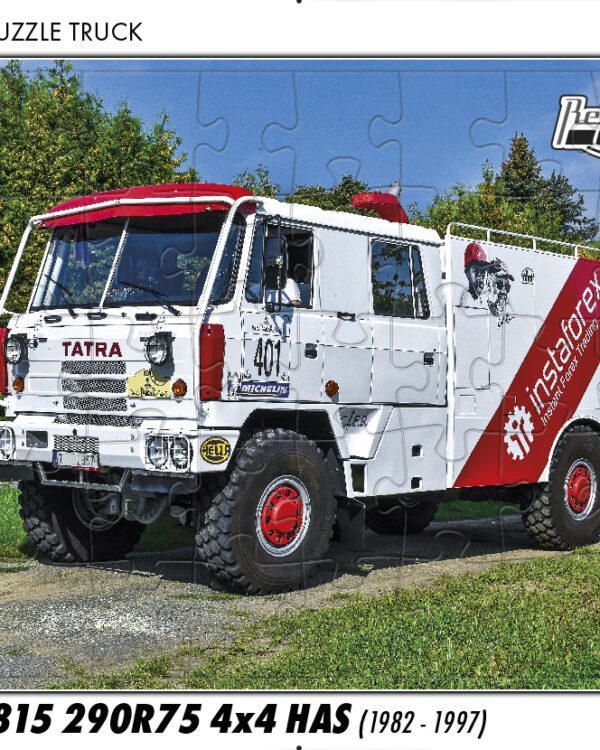 puzzle Truck Tatra 815 290R75 4x4 HAS-40 PUZZLE TRUCK 03 - TATRA 815 290R75 4X4 HAS (1982 - 1997) 40 DÍLKŮ   Rozměry deskového puzzle: 37 cm x 29 cm Materiál: originál puzzle lepenka o síle 2 mm Rozměry balení: 37 cm x 29 cm Rozměry jednotlivých dílků: cca 4 x 5 cm Počet dílků: 40   Nevhodné pro děti do 3 let!!!  Sběratelská série EDICE RETRO-AUTA -TRUCK. Puzzle z této edice jsou nejen ideálním dárkem pro všechny automobilové nadšence