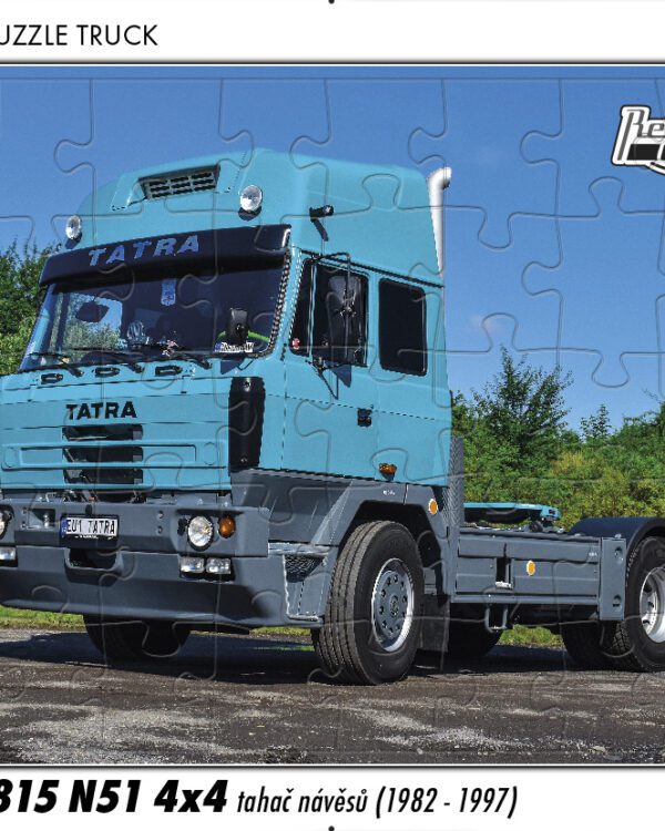 puzzle Truck Tatra 815 N51 4x4 tahač návěsů-40 dílků PUZZLE TRUCK 22 - TATRA 815 N51 4X4 TAHAČ NÁVĚSŮ (1982 - 1997) 40 DÍLKŮ   Rozměry deskového puzzle: 37 cm x 29 cm Materiál: originál puzzle lepenka o síle 2 mm Rozměry balení: 37 cm x 29 cm Rozměry jednotlivých dílků: cca 4 x 5 cm Počet dílků: 40   Nevhodné pro děti do 3 let!!!  Sběratelská série EDICE RETRO-AUTA -TRUCK. Puzzle z této edice jsou nejen ideálním dárkem pro všechny automobilové nadšence