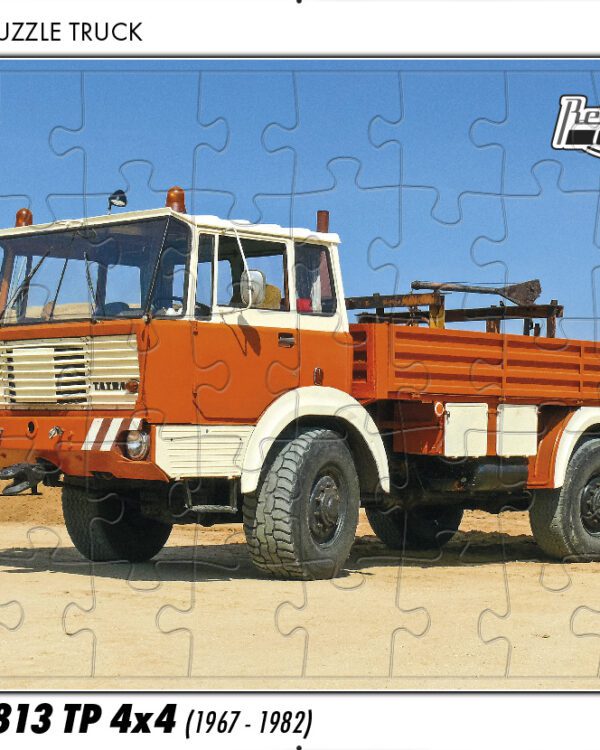 puzzle Truck Tatra 813 TP 4x4-40 dílků PUZZLE TRUCK 25 - TATRA 813 TP 4X4 (1967 - 1982) 40 DÍLKŮ   Rozměry deskového puzzle: 37 cm x 29 cm Materiál: originál puzzle lepenka o síle 2 mm Rozměry balení: 37 cm x 29 cm Rozměry jednotlivých dílků: cca 4 x 5 cm Počet dílků: 40   Nevhodné pro děti do 3 let!!!  Sběratelská série EDICE RETRO-AUTA -TRUCK. Puzzle z této edice jsou nejen ideálním dárkem pro všechny automobilové nadšence