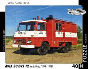 puzzle Truck Avia 30 DVS 12 hasičský vůz-40 dílků PUZZLE TRUCK 29 - AVIA 30 DVS 12 HASIČSKÝ VŮZ (1968 - 1982) 40 DÍLKŮ   Rozměry deskového puzzle: 37 cm x 29 cm Materiál: originál puzzle lepenka o síle 2 mm Rozměry balení: 37 cm x 29 cm Rozměry jednotlivých dílků: cca 4 x 5 cm Počet dílků: 40   Nevhodné pro děti do 3 let!!!  Sběratelská série EDICE RETRO-AUTA -TRUCK. Puzzle z této edice jsou nejen ideálním dárkem pro všechny automobilové nadšence