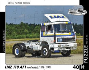 puzzle Truck Liaz 110.471 tahač návěsů-40 dílků PUZZLE TRUCK 19 - LIAZ 110.471 TAHAČ NÁVĚSŮ (1984 - 1997) 40 DÍLKŮ   Rozměry deskového puzzle: 37 cm x 29 cm Materiál: originál puzzle lepenka o síle 2 mm Rozměry balení: 37 cm x 29 cm Rozměry jednotlivých dílků: cca 4 x 5 cm Počet dílků: 40   Nevhodné pro děti do 3 let!!!  Sběratelská série EDICE RETRO-AUTA -TRUCK. Puzzle z této edice jsou nejen ideálním dárkem pro všechny automobilové nadšence