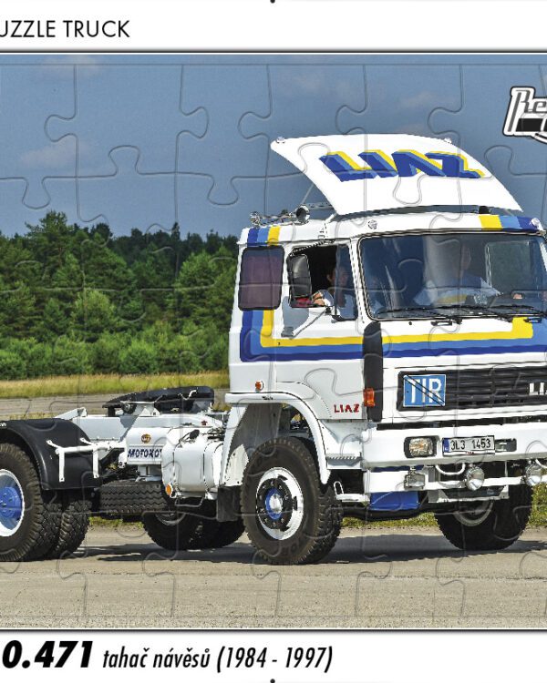 puzzle Truck Liaz 110.471 tahač návěsů-40 dílků PUZZLE TRUCK 19 - LIAZ 110.471 TAHAČ NÁVĚSŮ (1984 - 1997) 40 DÍLKŮ   Rozměry deskového puzzle: 37 cm x 29 cm Materiál: originál puzzle lepenka o síle 2 mm Rozměry balení: 37 cm x 29 cm Rozměry jednotlivých dílků: cca 4 x 5 cm Počet dílků: 40   Nevhodné pro děti do 3 let!!!  Sběratelská série EDICE RETRO-AUTA -TRUCK. Puzzle z této edice jsou nejen ideálním dárkem pro všechny automobilové nadšence