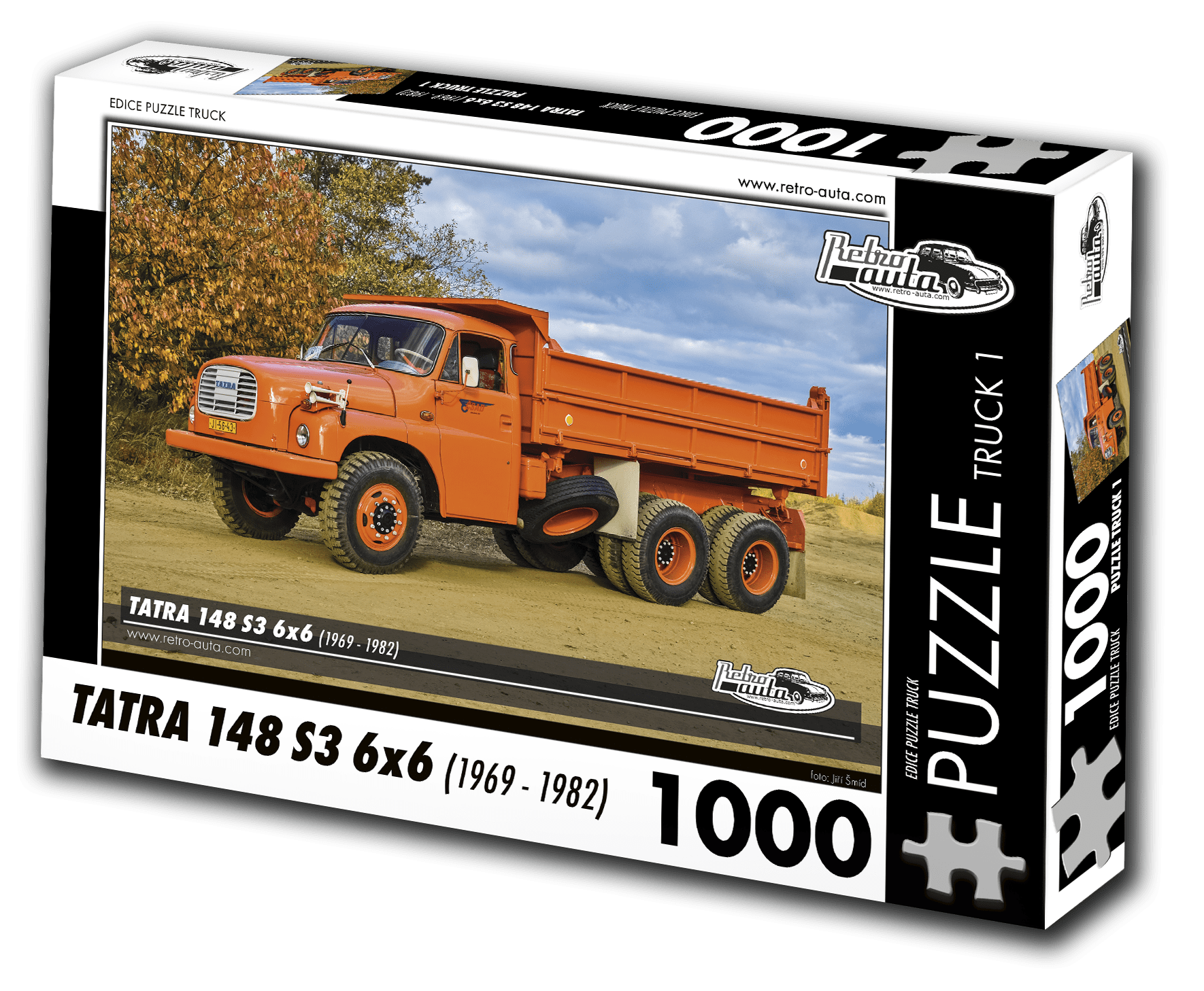 puzzle truck Tatra 148 S3 6x6-1000 dílků PUZZLE TRUCK 01 - TATRA 148 S3 6X6 (1969 - 1982) 1000 DÍLKŮ Rozměry složeného puzzle: 660 x 470 mm Materiál: originál puzzle lepenka o síle 1