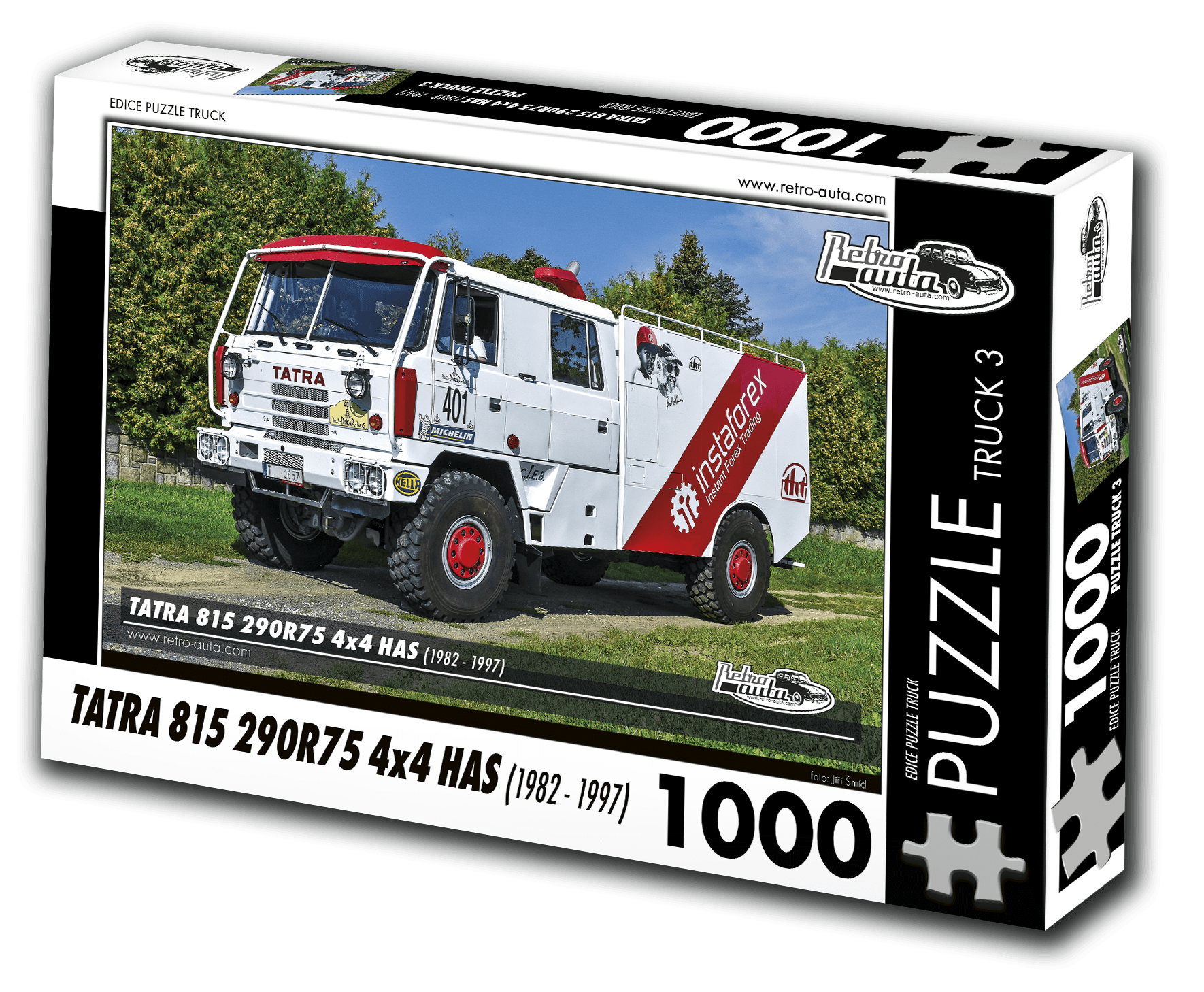 puzzle truck Tatra 815 290R75 4x4 HAS-1000 dílků PUZZLE TRUCK 03 - TATRA 815 290R75 4X4 HAS (1982 - 1997) 1000 DÍLKŮ Rozměry složeného puzzle: 660 x 470 mm Materiál: originál puzzle lepenka o síle 1