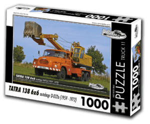 puzzle truck Tatra 138 6x6 autobagr D-032a-1000 dílků PUZZLE TRUCK 11 - TATRA 138 6X6 AUTOBAGR D-032A (1959 - 1972) 1000 DÍLKŮ   Rozměry složeného puzzle: 660 x 470 mm Materiál: originál puzzle lepenka o síle 1