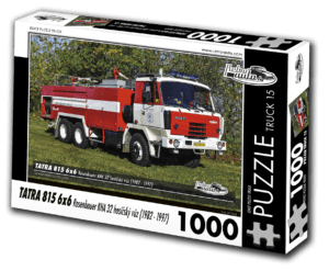 puzzle truck Tatra 815 6x6 Rosenbauer KHA 32 hasičský vůz-1000 dílků PUZZLE TRUCK 15 - TATRA 815 6X6 ROSENBAUER KHA 32 HASIČSKÝ VŮZ (1982 - 1997) 1000 DÍLKŮ   Rozměry složeného puzzle: 660 x 470 mm Materiál: originál puzzle lepenka o síle 1
