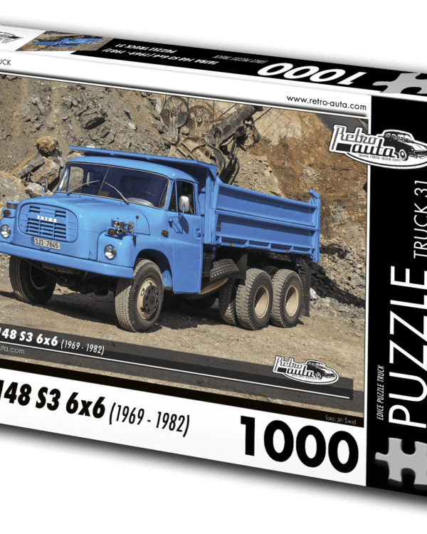 puzzle truck Tatra 148 S3 6x6 (1969-1982)-1000 dílků PUZZLE TRUCK 31 - TATRA 148 S3 6X6 (1969 - 1982) 1000 DÍLKŮ     ROZMĚRY SLOŽENÉHO PUZZLE: 660 X 470 MM Materiál: originál puzzle lepenka o síle 1