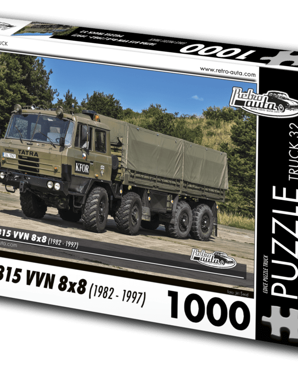 puzzle truck Tatra 815 VVN 8x8 (1982-1997)-1000 dílků PUZZLE TRUCK 32 - TATRA 815 VVN 8X8 (1982 - 1997) 1000 DÍLKŮ     Rozměry složeného puzzle: 660 x 470 mm Materiál: originál puzzle lepenka o síle 1