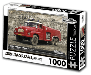 puzzle truck Tatra 138 CAS 32 6x6 (1959-1972)-1000 dílků PUZZLE TRUCK 35 - TATRA 138 CAS 32 6X6 (1959 - 1972) 1000 DÍLKŮ     Rozměry složeného puzzle: 660 x 470 mm Materiál: originál puzzle lepenka o síle 1