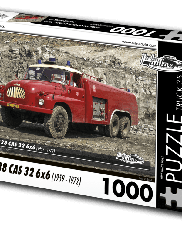 puzzle truck Tatra 138 CAS 32 6x6 (1959-1972)-1000 dílků PUZZLE TRUCK 35 - TATRA 138 CAS 32 6X6 (1959 - 1972) 1000 DÍLKŮ     Rozměry složeného puzzle: 660 x 470 mm Materiál: originál puzzle lepenka o síle 1