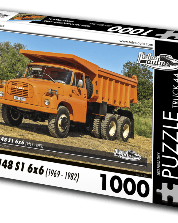 puzzle truck Tatra 148 S1 6x6 (1969-1982) 1000 dílků PUZZLE TRUCK 44 - TATRA 148 S1 6X6 (1969 - 1982) 1000 DÍLKŮ     Rozměry složeného puzzle: 660 x 470 mm Materiál: originál puzzle lepenka o síle 1