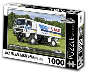 puzzle truck Liaz 111.154 Dakar 1988 (1986-1996)-1000 dílků PUZZLE TRUCK 45 - LIAZ 111.154 DAKAR 1988 (1986 - 1996) 1000 DÍLKŮ     Rozměry složeného puzzle: 660 x 470 mm Materiál: originál puzzle lepenka o síle 1