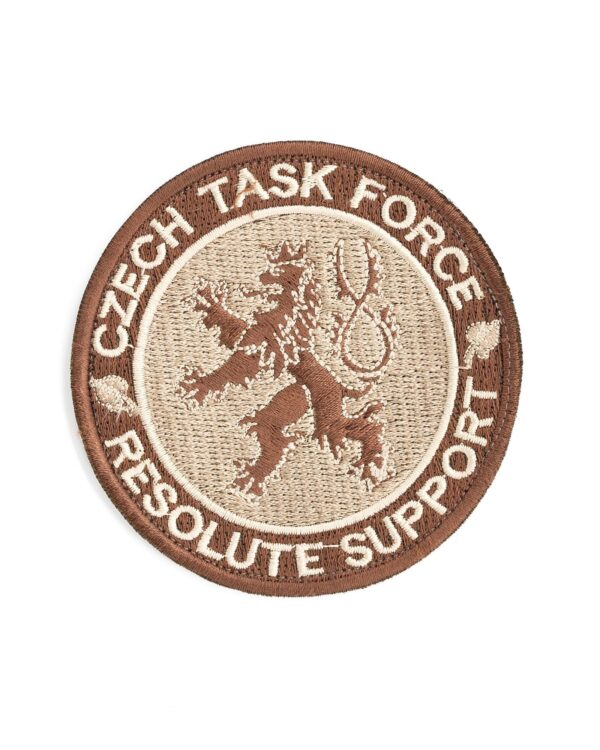 Originál AČR nášivka Czech Task Force-Resolute Support velcro hnědá průměr: 7