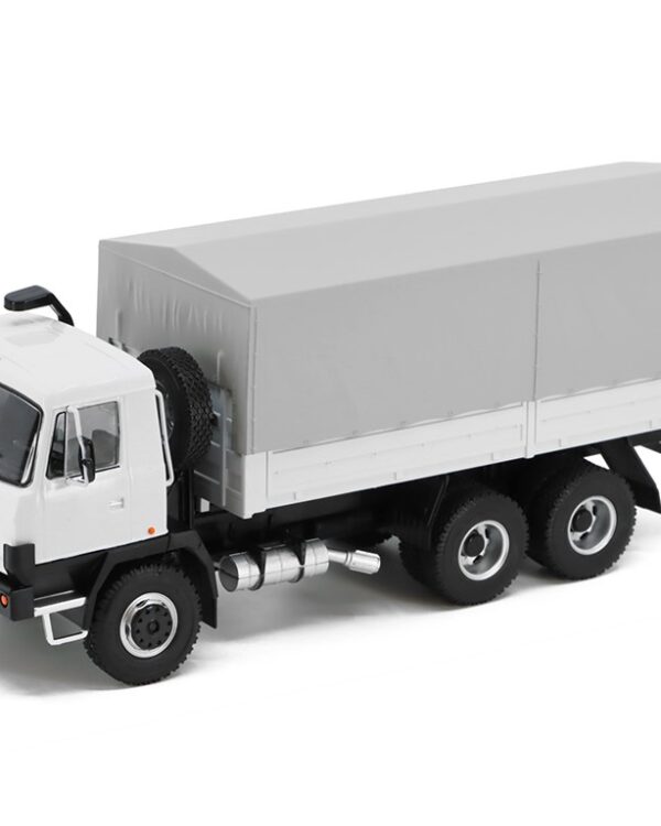 model Tatra 815 V26 valník s plachtou-bílá/šedá Modimio Kovový sběratelský model nákladního vozu Tatra 815 V26 Valník s plachtou