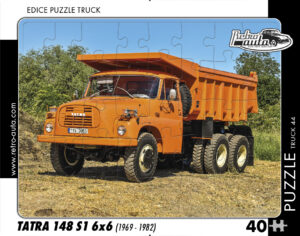 puzzle Truck Tatra 148 S1 6x6 (1969-1982)-40 dílků Rozměry deskového puzzle: 37 cm x 29 cm Materiál: originál puzzle lepenka o síle 2 mm Rozměry balení:37 cm x 29 cm Rozměry jednotlivých dílků: cca 4 x 5 cm Počet dílků:40 Nevhodné pro děti do 3 let!!!   Sběratelská série EDICE RETRO-AUTA -TRUCK. Puzzle z této edice jsou nejen ideálním dárkem pro všechny automobilové nadšence