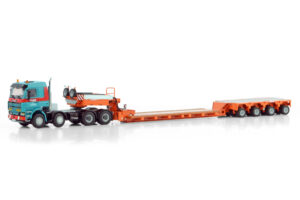 WSI Models model Scania 3 8x4+Scheuerle Intercombi Gruber kovový sběratelský model v měřítku 1:50 výrobce WSI models