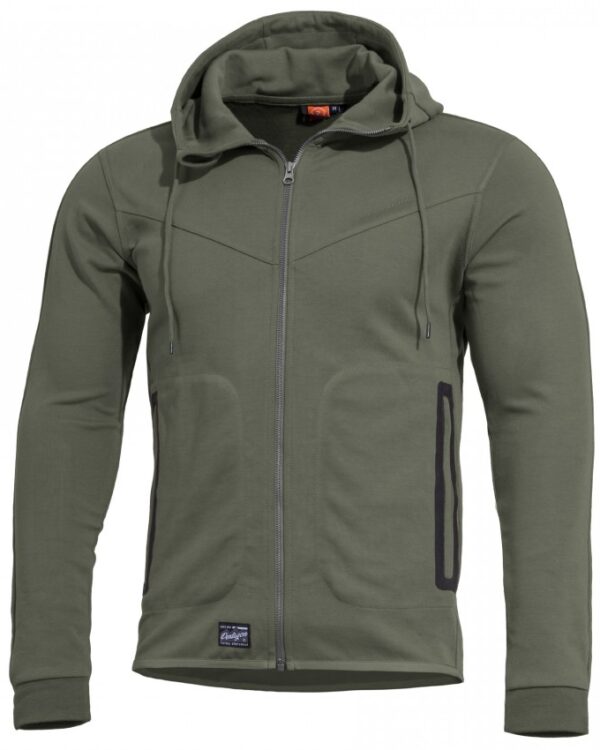 Pentagon mikina Pentagon Pentathlon 2.0 Camo Green XXXL 65 % bavlna 35 % polyester rychleschnoucí zipy YKK® bezešvé kapsy s páskou podlepená užitková kapsa na rukávu dvoubodová nastavitelná kapuce nastavitelný pas