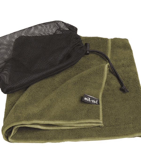 Mil-Tec ručník 100x50 mikrovlákno Ručník z měkého rychleschnoucího mikrovlákna.   Rychle schne Skladovací vak Materiál: 80% polyester