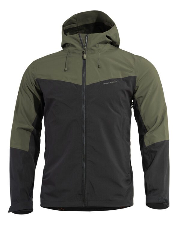 Pentagon bunda Pentagon Monlite Shell oliva XXXL Pohodlná nepromokavá bunda vhodná na každodenní nošení. Na její výrobu byl použit polyester v kombinaci se spandexem
