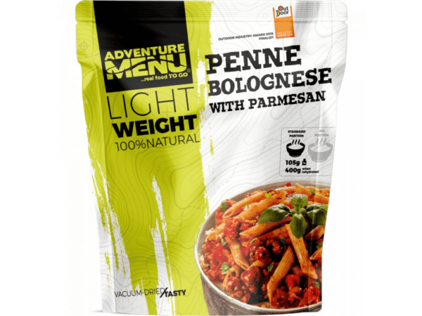 Adventure Menu Penne s Boloňskou omáčkou a parmesánem 158 g (600 g finálního jídla) Adventure Menu Penne s Boloňskou omáčkou a parmesánem 158 g (600 g finálního jídla) Užívej si na cestách minimim váhy a maximum chuti ✅ Kuchaři od základu poctivě uvařené jídlo ze 100% přírodních surovin