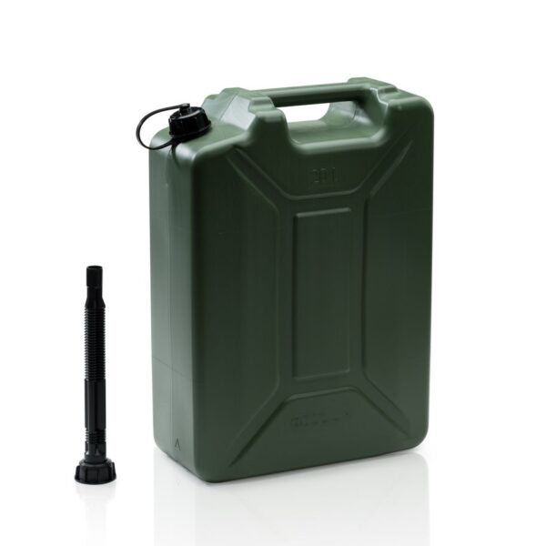 kanystr plastový Army s nalévací trubicí 20l zelený kanystr plastový Army s nalévací trubicí 20l zelený Plastový kanystr s otočným uzávěrem a speciální výpustnou trubicí určeny pro transport a skladování tekutin. Materiál odolný proti UV záření